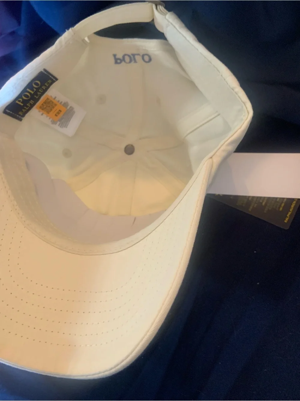 Ralph Lauren Cream Cap with Blue Polo Logo - Picture 4 of 13